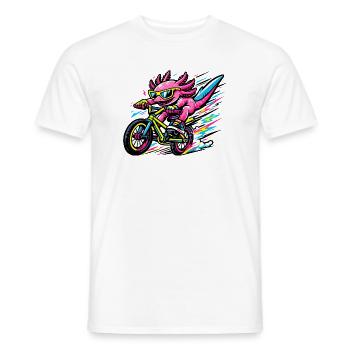 Axolotl néon à vélo - T-shirt homme - blanc - Devant - AI Model Male 178 dark (178cm)