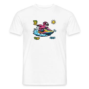 Flamingo Jet Ski Tropenfeeling - Männer T-Shirt - Weiß - Vorne - AI Model Male 178 dark (178cm)