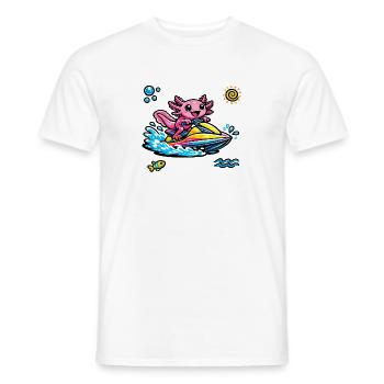 Axolotl Jet Ski Neon Splash - Men's T-Shirt - white - Front - AI Model Male 178 dark (178cm)