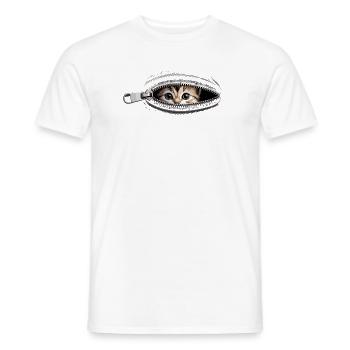 Fermeture éclair pour chat Maman de chat Chat mignons Chats - T-shirt homme - blanc - Devant - AI Model Male 178 dark (178cm)