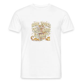 Read Books Pet Cats Be Happy Cats Bookworm - Men's T-Shirt - white - Front - AI Model Male 178 dark (178cm)
