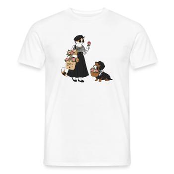 Parisflair Katze & Dackel – Mon Amour - Männer T-Shirt - Weiß - Vorne - AI Model Male 178 dark (178cm)