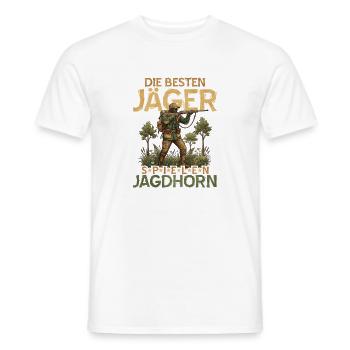 Die besten Jäger Jagdhorn - Männer T-Shirt - Weiß - Vorne - AI Model Male 178 dark (178cm)