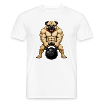Entraînement de culturiste Carlin avec kettlebell - T-shirt homme - blanc - Devant - AI Model Male 178 dark (178cm)