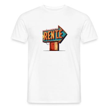 Panneau de flèche néon de pension - T-shirt homme - blanc - Devant - AI Model Male 178 dark (178cm)