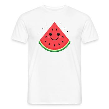 Kawaii Watermelon Slice Smile - Men's T-Shirt - white - Front - AI Model Male 178 dark (178cm)