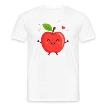 Happy apple illustration - Men's T-Shirt - white - Front - AI Model Male 178 dark (178cm)