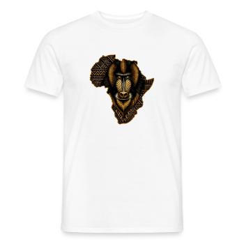 Africa's Tribalmandril Portrait - Men's T-Shirt - white - Front - AI Model Male 178 dark (178cm)