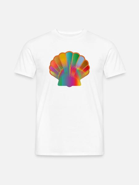 Bunte Muschel | Maritimes Kunstmotiv - Männer T-Shirt - Weiß