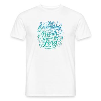 Psalm 150 - Bible Verse Lettering - Men's T-Shirt - white - Front - AI Model Male 178 dark (178cm)