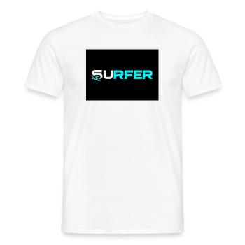 Logo de texte néon Surfer - T-shirt homme - blanc - Devant - AI Model Male 178 dark (178cm)