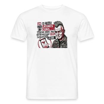 rester jeunes et cons - T-shirt homme - blanc - Devant - AI Model Male 178 dark (178cm)