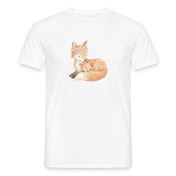 Fox mother and cub with flower wreath - Men's T-Shirt - white - Front - AI Model Male 178 dark (178cm)