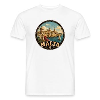 Motif de voyage vintage maltais - T-shirt homme - blanc - Devant - AI Model Male 178 dark (178cm)