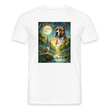 Hurlement au chien de la lune Staffordshire Terrier - T-shirt homme - blanc - Devant - AI Model Male 178 dark (178cm)