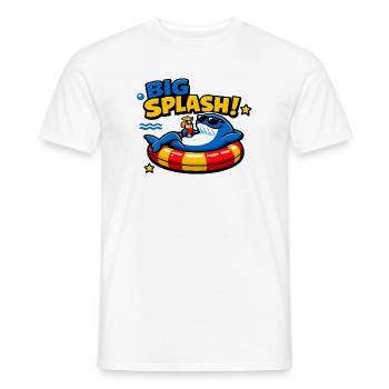 Divertissement à la plage à grandes éclaboussures : Requin dans la piscine - T-shirt homme - blanc - Devant - AI Model Male 178 dark (178cm)