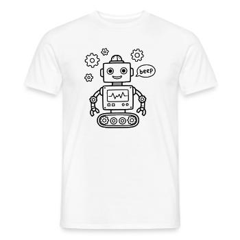 Robot Bip Artisan technologique pour l’anniversaire des enfants - T-shirt homme - blanc - Devant - AI Model Male 178 dark (178cm)