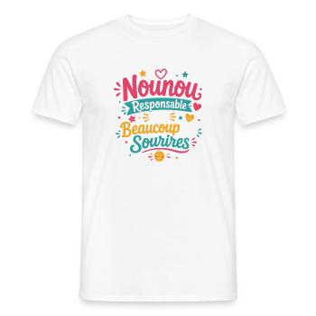 Nounou Joyeuse et Sourires Radieux - T-shirt homme - blanc - Devant - AI Model Male 178 dark (178cm)