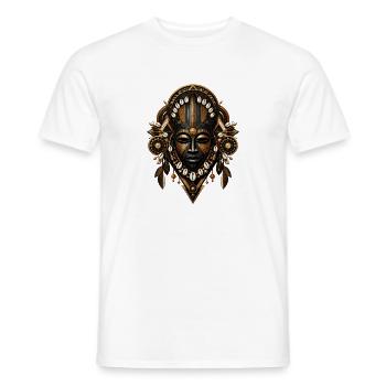 Tribal Maske mit Perlen und Federn - Männer T-Shirt - Weiß - Vorne - AI Model Male 178 dark (178cm)
