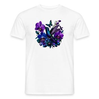 Colibri dans le royaume des orchidées - T-shirt homme - blanc - Devant - AI Model Male 178 dark (178cm)