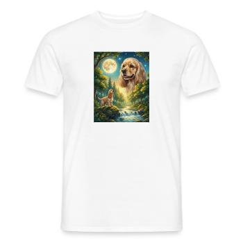 Howling to the Moon Meme Animal Dog Cocker Spaniel - Men's T-Shirt - white - Front - AI Model Male 178 dark (178cm)