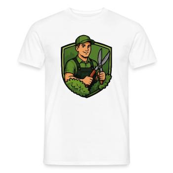 Gardener in the Green Shield - Men's T-Shirt - white - Front - AI Model Male 178 dark (178cm)