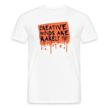 Creative Minds Are Rarely Tidy Funny Creative Logo - Men's T-Shirt - white - Front - AI Model Male 178 dark (178cm)