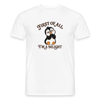 Süßer Pinguin Cartoon Freude Spruch - Männer T-Shirt - Weiß - Vorne - AI Model Male 178 dark (178cm)