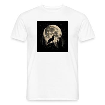 Loup lunaire dans la forêt nocturne - T-shirt homme - blanc - Devant - AI Model Male 178 dark (178cm)