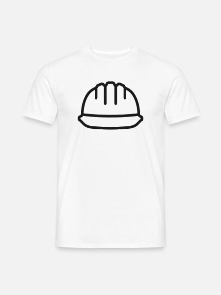 Hardhat-Linienzeichnung – Minimal Construction Icon - Männer T-Shirt - Weiß