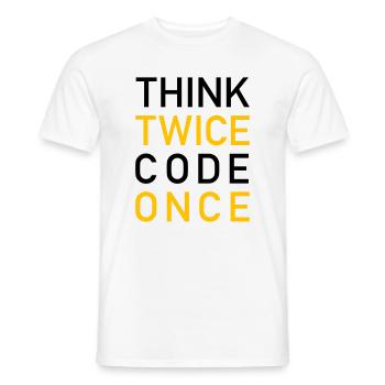 Think Twice Code Once Programmer - T-shirt homme - blanc - Devant - AI Model Male 178 dark (178cm)