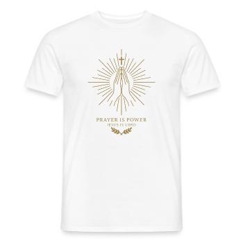 La prière est le pouvoir - T-shirt homme - blanc - Devant - AI Model Male 178 dark (178cm)