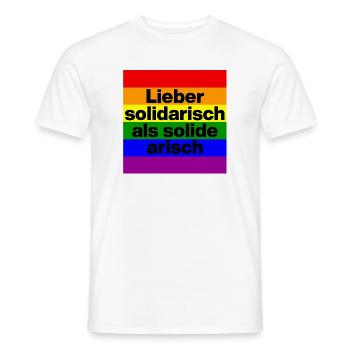 LIEBER SOLIDARISCH ALS SOLIDE ARIISCH, NIE WIEDER - Männer T-Shirt - Weiß - Vorne - AI Model Male 178 dark (178cm)
