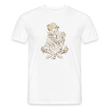 Skelett umarmt Katze Gothic Illustration - Männer T-Shirt - Weiß - Vorne - AI Model Male 178 dark (178cm)