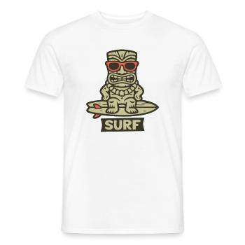 Tiki Figur Surfbrett Surfen Hawaii Strandbar - Männer T-Shirt - Weiß - Vorne - AI Model Male 178 dark (178cm)