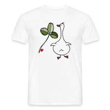 Oie avec trèfle - T-shirt homme - blanc - Devant - AI Model Male 178 dark (178cm)