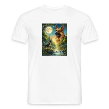 Howling to the Moon Dog German Shepherd - Men's T-Shirt - white - Front - AI Model Male 178 dark (178cm)