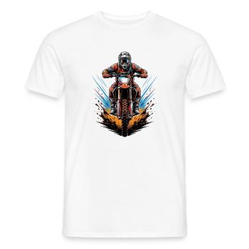Motorradfahrer Frontattacke Grafik - Männer T-Shirt - Weiß - Vorne - AI Model Male 178 dark (178cm)