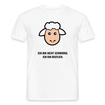 Schaf mit Spruch – Ich bin nicht schwierig - Männer T-Shirt - Weiß - Vorne - AI Model Male 178 dark (178cm)