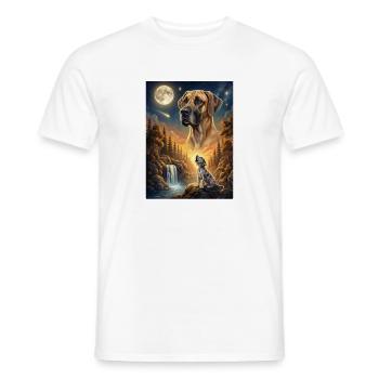 Hurler au chien mème de la Lune Grand Danois - T-shirt homme - blanc - Devant - AI Model Male 178 dark (178cm)