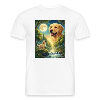 Hurler au mème de la lune Chien Golden Retriever - T-shirt homme - blanc - Devant - AI Model Male 178 dark (178cm)