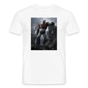 Japanischer Mecha-Koloss in Ruinen, realistisch - Männer T-Shirt - Weiß - Vorne - AI Model Male 178 dark (178cm)