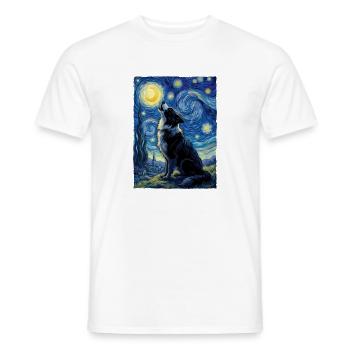 Starry Night Border Collie Sheepdog Art - Men's T-Shirt - white - Front - AI Model Male 178 dark (178cm)