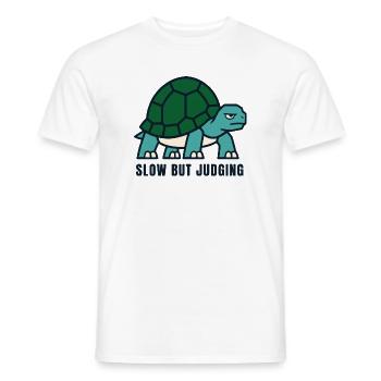 Slowly, but judgingly - Men's T-Shirt - white - Front - AI Model Male 178 dark (178cm)