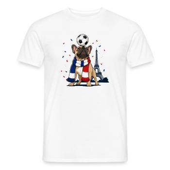 Motif de supporter de football des Bulldogs de France Tour Eiffel - T-shirt homme - blanc - Devant - AI Model Male 178 dark (178cm)