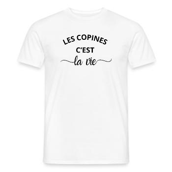 Les copines c’est la vie - T-shirt homme - blanc - Devant - AI Model Male 178 dark (178cm)