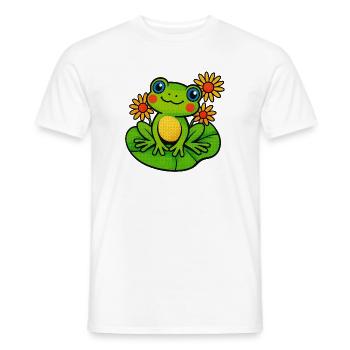 Frosch mit drei sonnigen Seerosen - Männer T-Shirt - Weiß - Vorne - AI Model Male 178 dark (178cm)