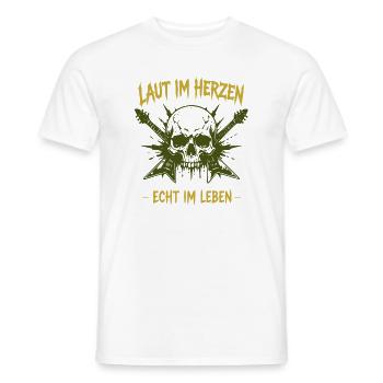 Laut im Herzen – Echt im Leben - Männer T-Shirt - Weiß - Vorne - AI Model Male 178 dark (178cm)