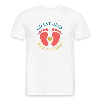 T-shirt Grossesse On Est Deux Pieds Bébé - T-shirt homme - blanc - Devant - AI Model Male 178 dark (178cm)