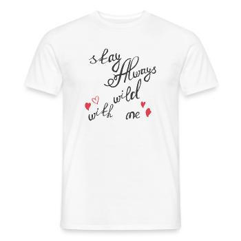 Reste sauvage, aime avec des cœurs - T-shirt homme - blanc - Devant - AI Model Male 178 dark (178cm)